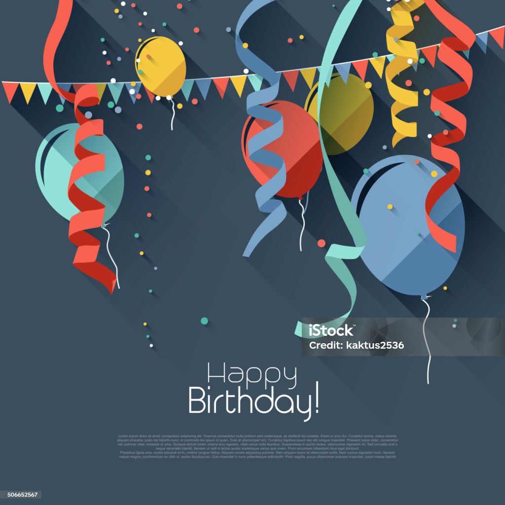 Flat birthday background Modern birthday background in flat design style.. Balloon stock vector
