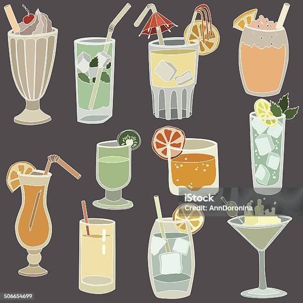 Vector Illustration Of Different Drinks Stock Illustration - Download Image Now - Alcohol - Drink, Cocktail, Colors