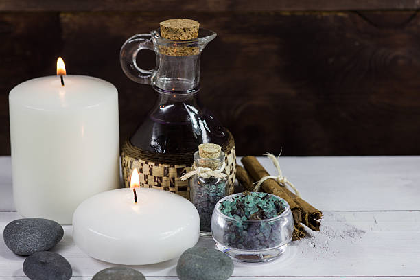 istock Candles Spa cinnamon, massage oil 506660796