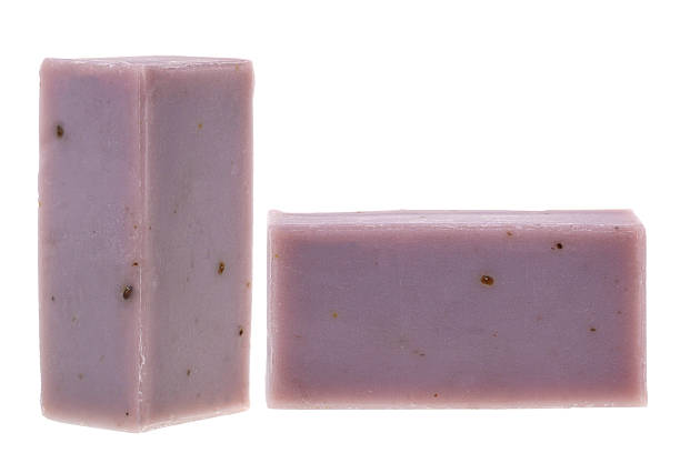 Bars of herbal soaps with natural ingredients : Mangosteen shell with rice bran, isolated on white