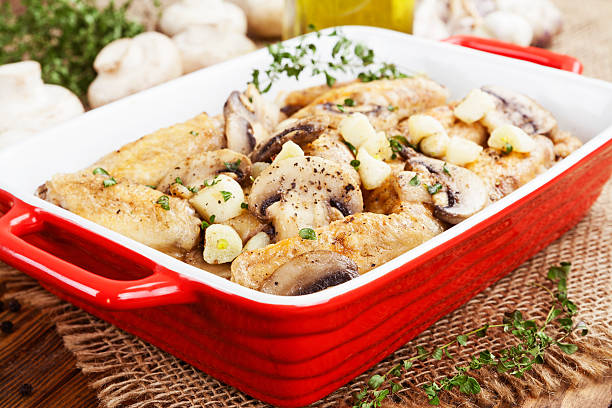 istock Chicken wings baked with mushrooms 506665170