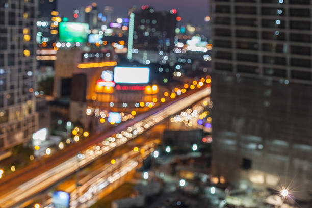 istock Abstract background of the night light trails 506666642