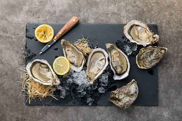 Oysters on the ice and lemon