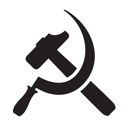 Black icon hammer and sickle on a white background