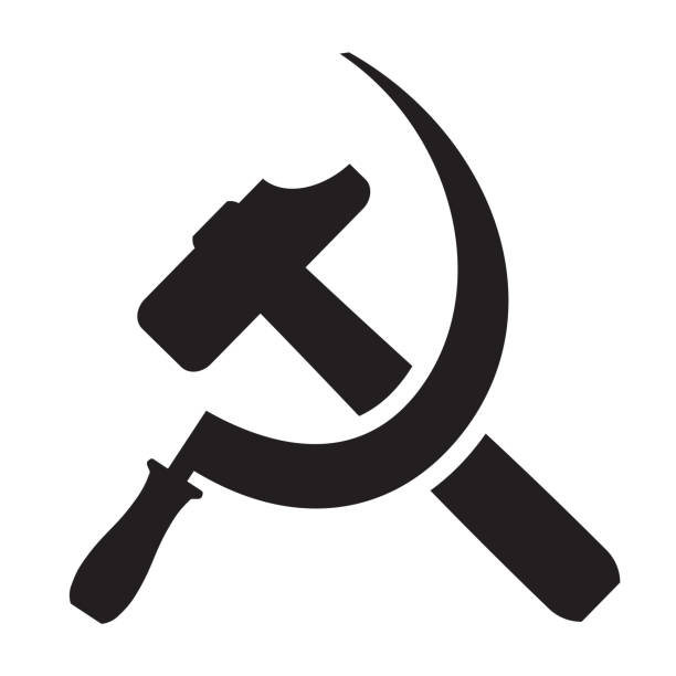 hammer and sickle Black icon hammer and sickle on a white background former soviet union stock illustrations