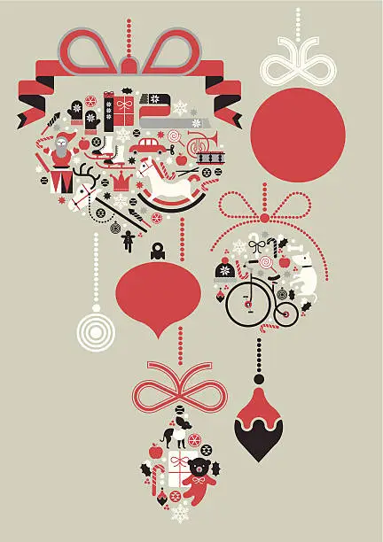 Vector illustration of Composition with Christmas silhouettes