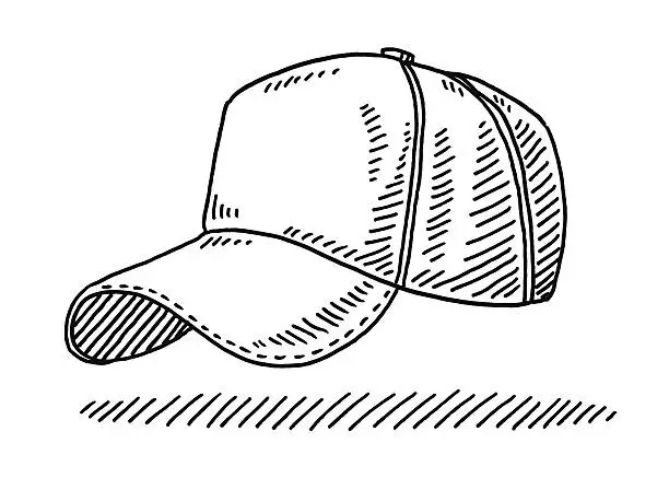 Vector illustration of Baseball Cap Drawing