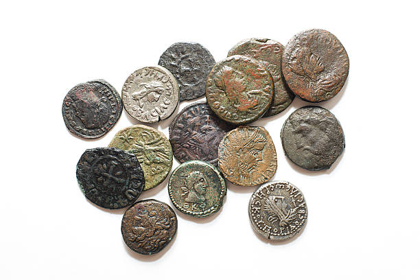 istock Vintage  coins with portraits on a white background 506669258