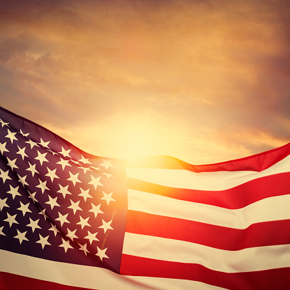 American Flag on sunrise