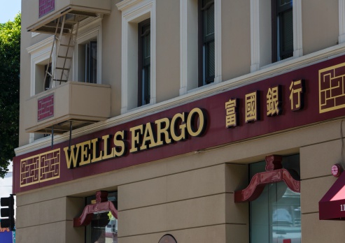 San Francisco, California, USA - May 29, 2014: A Wells Fargo location in the Chinatown section of San Francisco. Founded in 1852 in New York, Wells Fargo is a financial services company with operations around the globe.