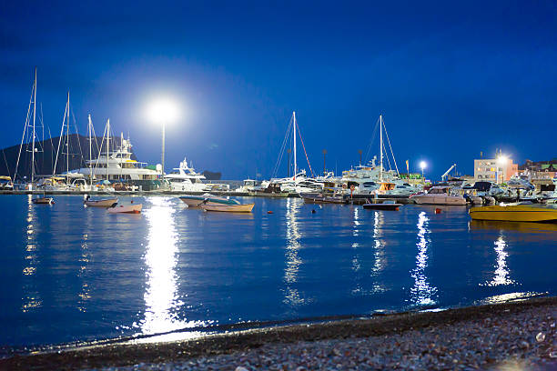 istock Nice view of blue sea with yacht 506670669