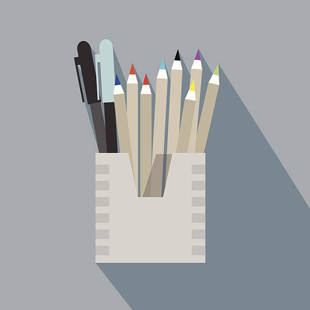 держатель-карандаш и органайзер box icon with long shadow - education pencil case individuality organization stock illustrations