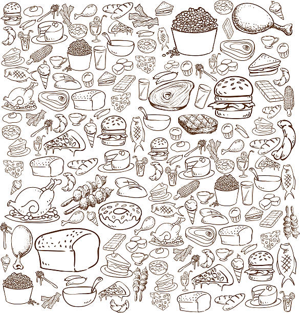 - food gekritzel - sandwich turkey bread toast stock-grafiken, -clipart, -cartoons und -symbole