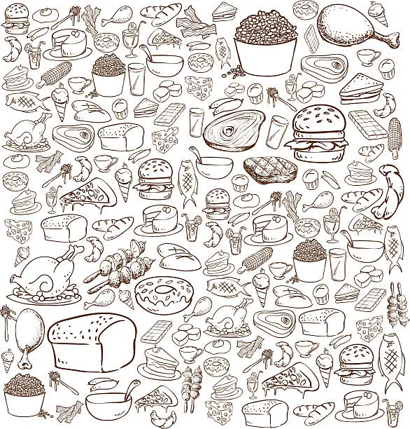 Vector illustration of Food Doodle