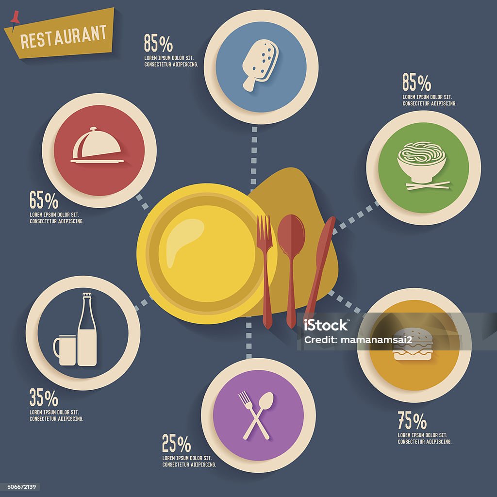 Food Konzept-info-Grafik, dunkle version - Lizenzfrei Abstrakt Vektorgrafik