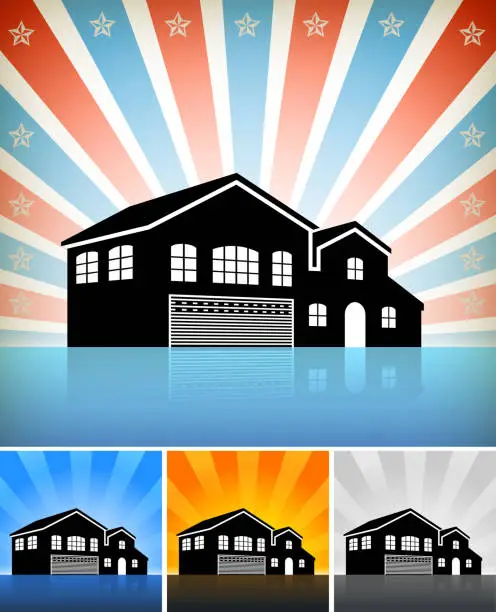 Vector illustration of Commercial Building Set with Stars