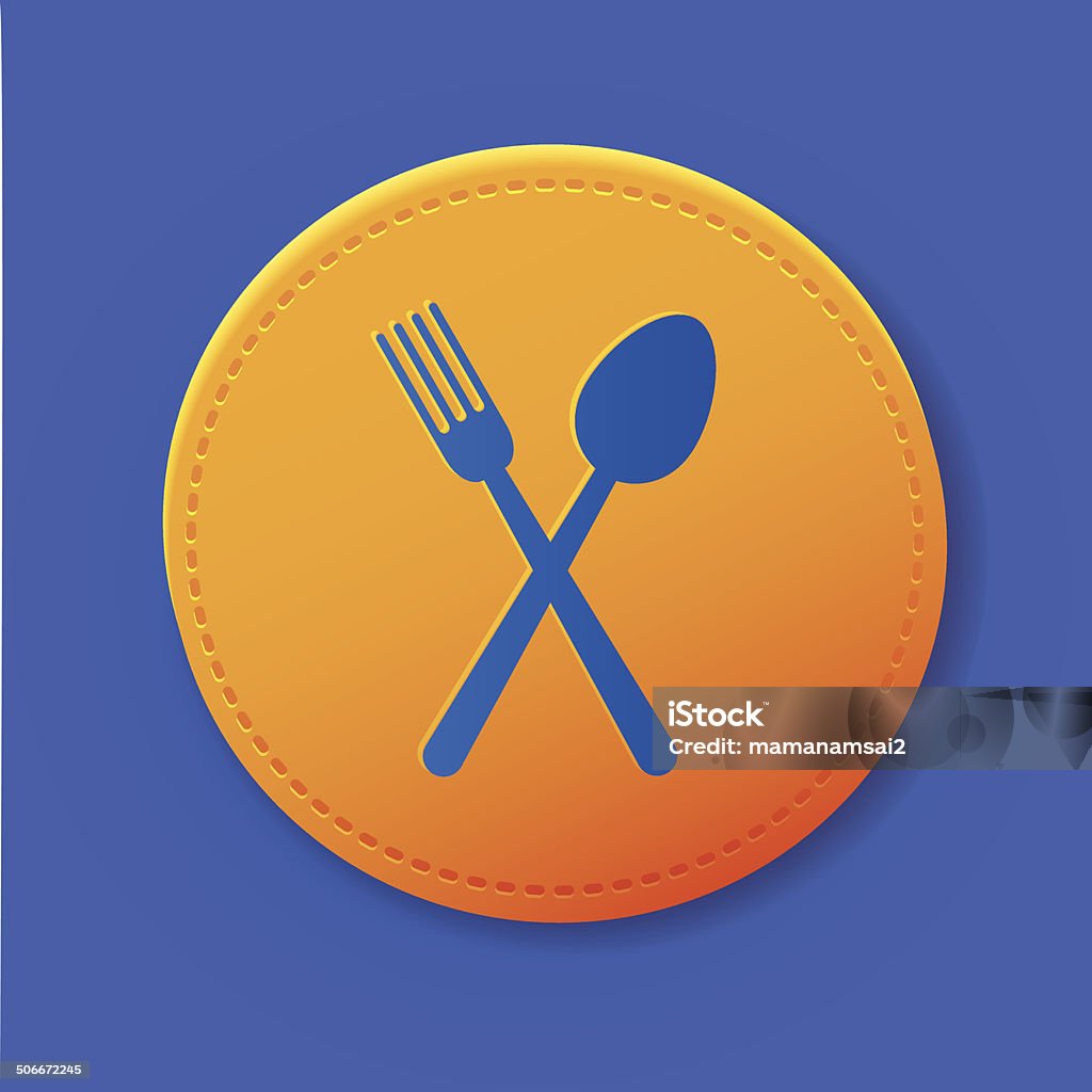 Cucchiaio simbolo sul pulsante, vettoriale - arte vettoriale royalty-free di Blu