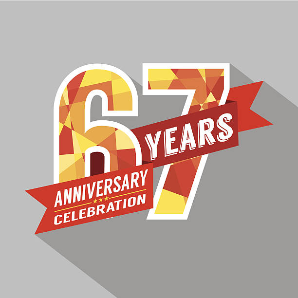 67th years anniversary celebration design - 65 69 years stock illustrations