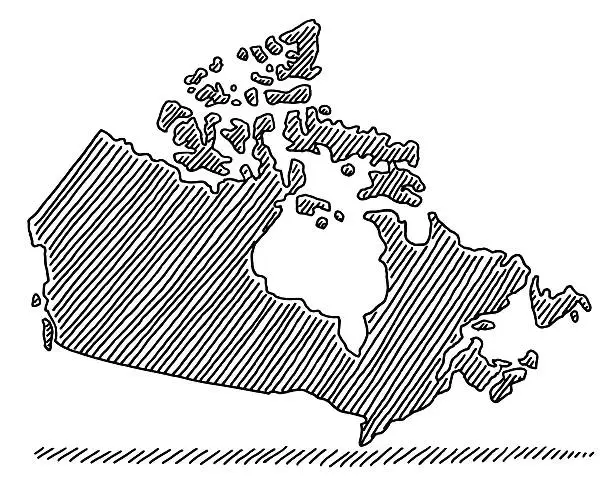 Vector illustration of Scribble Map Canada Drawing