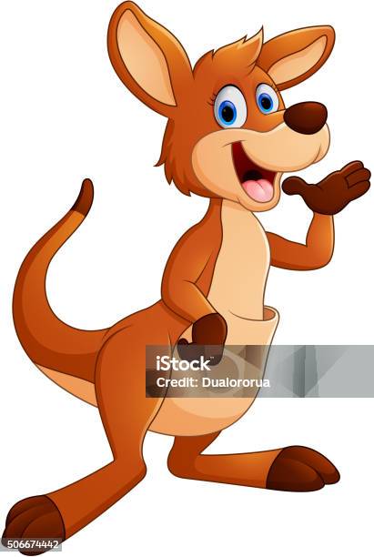 Kangaroo Cartoon Waving Stock Illustration - Download Image Now - Kangaroo, Cartoon, Caricature