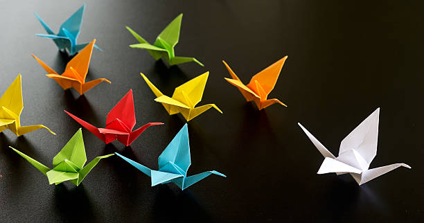 origami birds origami birds origami cranes stock pictures, royalty-free photos & images