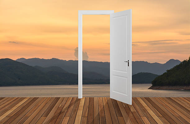istock Landscape behind the opening door 506677880