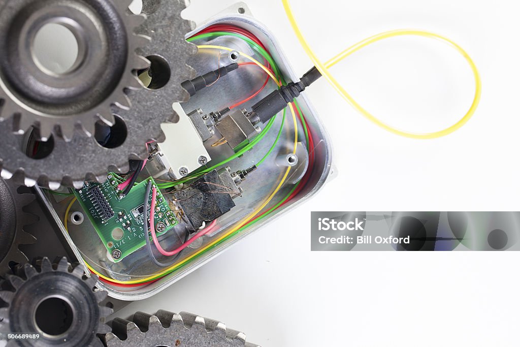 Engranajes & placa de circuito - Foto de stock de Acero libre de derechos