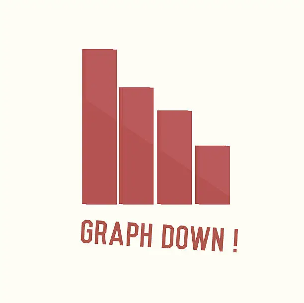 Vector illustration of Graph down concept design,retro design on white background,clean vector