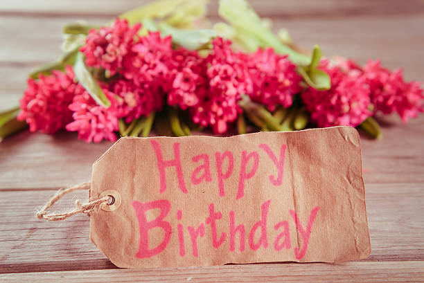 istock Hyacinths and greeting card Happy Birthday 506690667