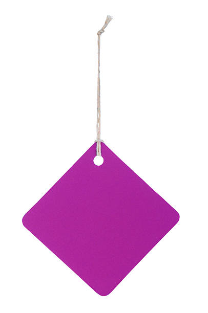 cardboard tag with ribbon isolated on white background