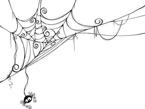 Spooky spider web Isolated spider web in a fun way. spinning web stock illustrations