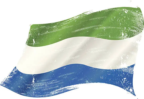 Vector illustration of waving Sierra Leone grunge flag