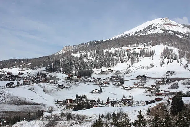 Photo of Dolomites skiing resort. Gardena.