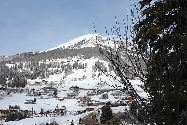 Photo of Dolomites skiing resort. Gardena.