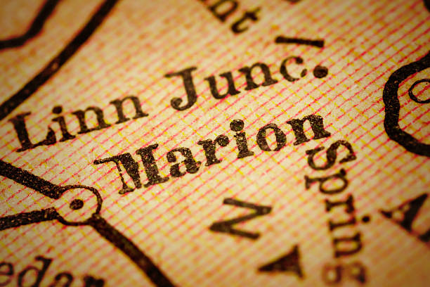 marion, iowa auf einem alten karte - maroon stock-fotos und bilder