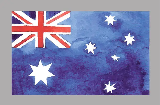 Vector illustration of Watercolor Australian Flag. Vector EPS 10