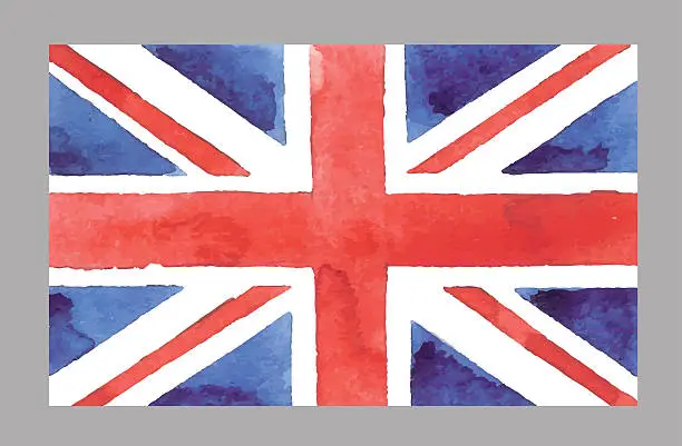 Vector illustration of Watercolor British Flag. Vector EPS 10