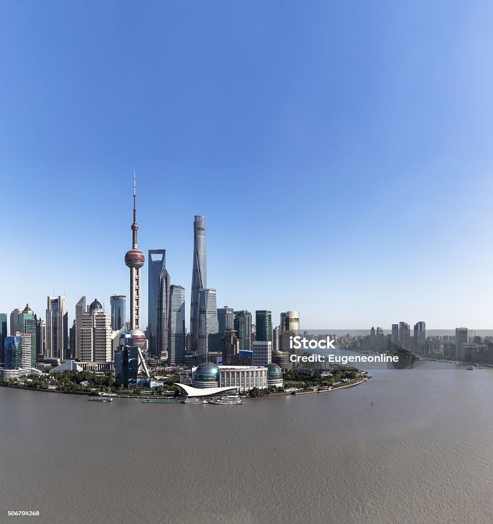 Aerial View of  Shanghai Financial District Aerial View Stock Photo