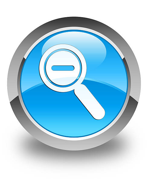 Zoom out icon glossy cyan blue round button