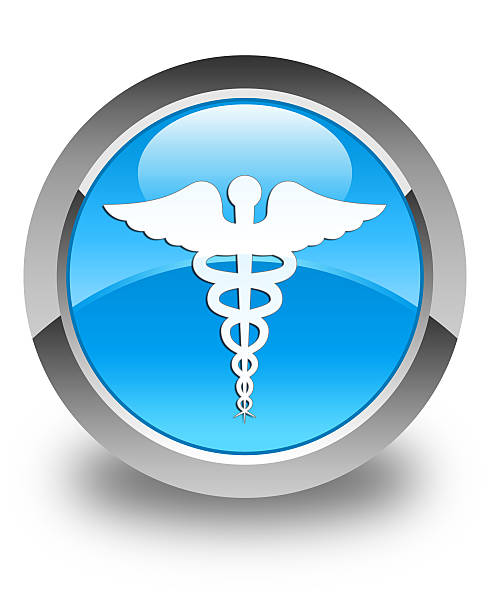 Caduceus on an old grunge parchment document as a vintage medical symbol and health care and medicine icon with snakes crawling on a pole with wings as a pharmacy medicine concept.