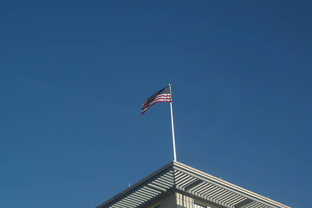 American flag at embassy in Berlin stock photo