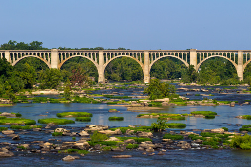 The Richmond, Virginia train bridge (CSX A-Line Bridge) going across the James River.  The bridge dates back to 1919.