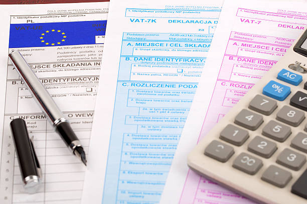 Vat tax - documents Polish Vat tax - documents Polish with pen vat stock pictures, royalty-free photos & images