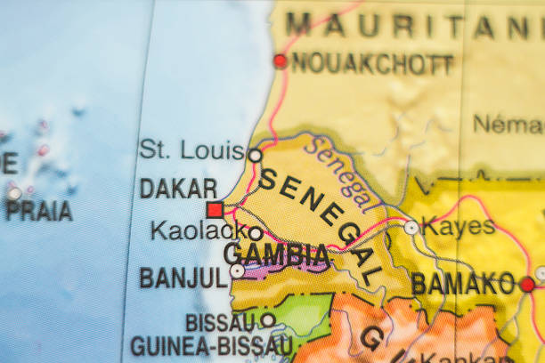 senegal país mapa. - senegal dakar region africa map - fotografias e filmes do acervo