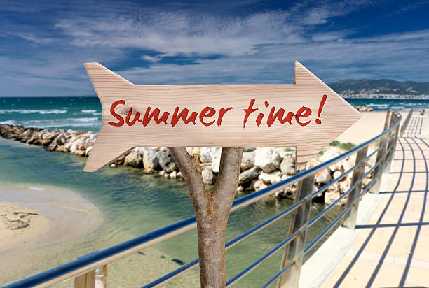 istock wooden sign indicating summer time 506714182