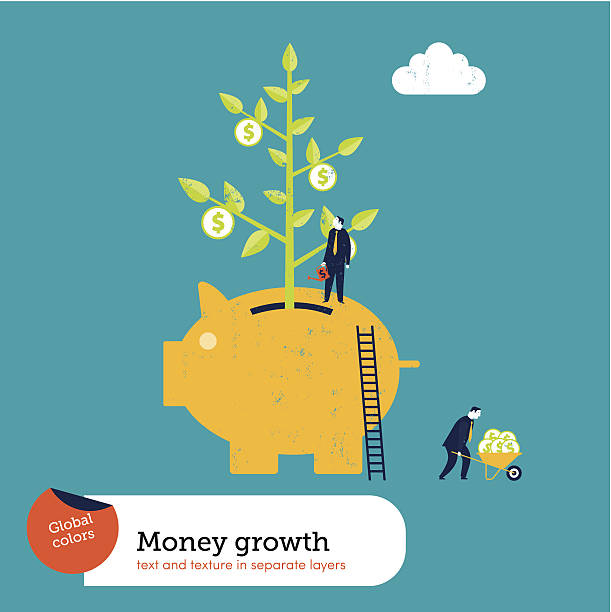 Money Plant in a Piggy Bank vector art illustration