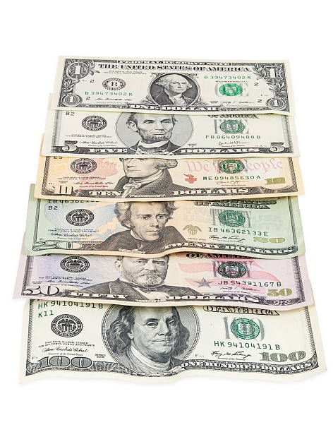 istock Set of dollar banknotes on white background 506715189