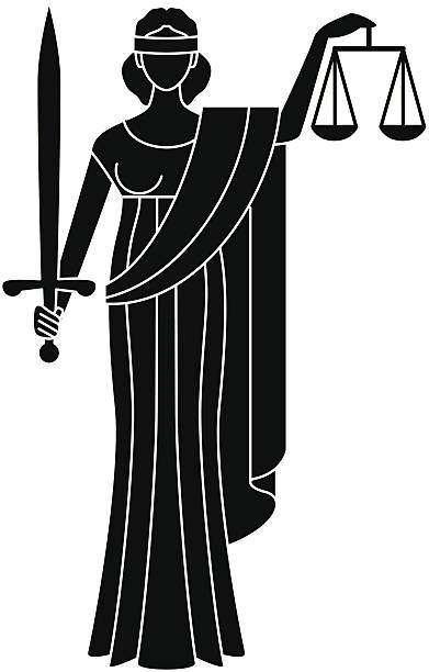 symbol der gerechtigkeit.  göttin der gerechtigkeit.  themis - justitia stock-grafiken, -clipart, -cartoons und -symbole