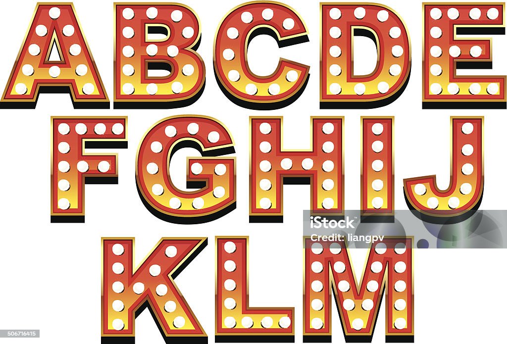 Marquee Font Font in Alphabet A to M, Eps 10 Casino stock vector