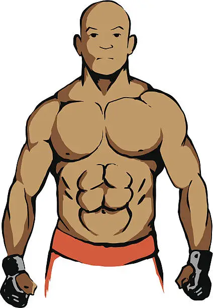 Vector illustration of Ultimate fighter ready for the figt
